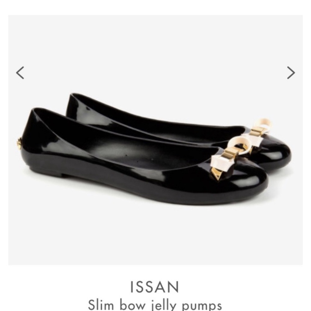Ted Baker London | Issan Slim Bow Jelly Flats | Black | Size 38